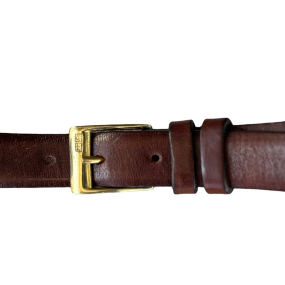 Brooks Brothers Brown Leather Belt Size M with Brass Buckle